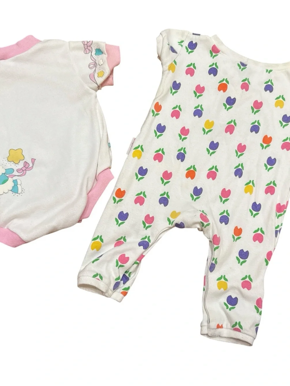 Vintage 90s Baby Girl One Piece Bodysuit Bundle 0-6 Months Bears Floral Sheep